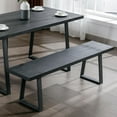 thumbnail image 2 of Wooden Dining Bench 60”  Table Benches, Seating Chair Rustic Indoor Benches, Mid Century Kitchen Bench with Metal Legs, Black, 2 of 7