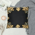thumbnail image 2 of JEUXUS  European Cushion Cover Luxury Home Decorative  Floral Pillow Case Pillowcase for Sofa Chair Bedroom Living Room, Black and Gold, 2 of 5