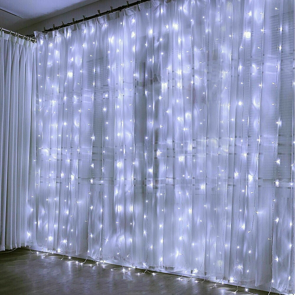 10ft 300 Led Curtain Fairy Lights Party, 10ft Curtain Fairy Hanging String Lights Led