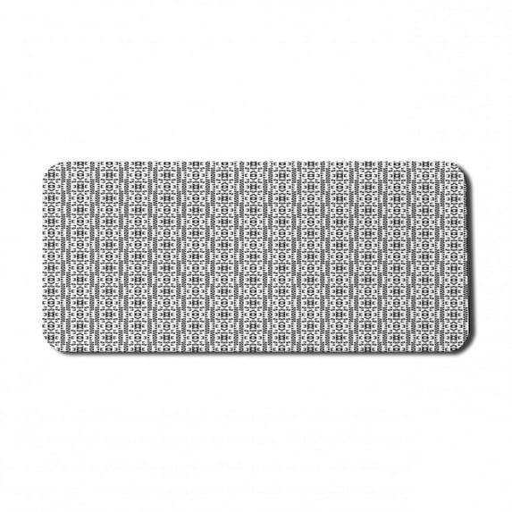 Abstract Computer Mouse Pad, Print of Square Formations Composed of Triangles in Monochrome Style, Rectangle Non-Slip Rubber Mousepad X-Large, 35" x 15", Charcoal Grey and White, by Ambesonne