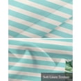 thumbnail image 6 of Pink Gnomes Summer Kitchen Valances for Windows Farmhouse Linen Window Valance Curtain for Living Room Window Treatment Tropical Leaves Aqua Stripes Valance Rod Pocket Topper Drape, 54 x 18 Inch, 6 of 6