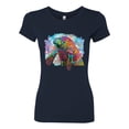 thumbnail image 2 of Wild Bobby Rainbow Painted Manatee Dean Russo Design Animal Lover Women Slim Fit Junior Tee, Navy, X-Large, 2 of 6