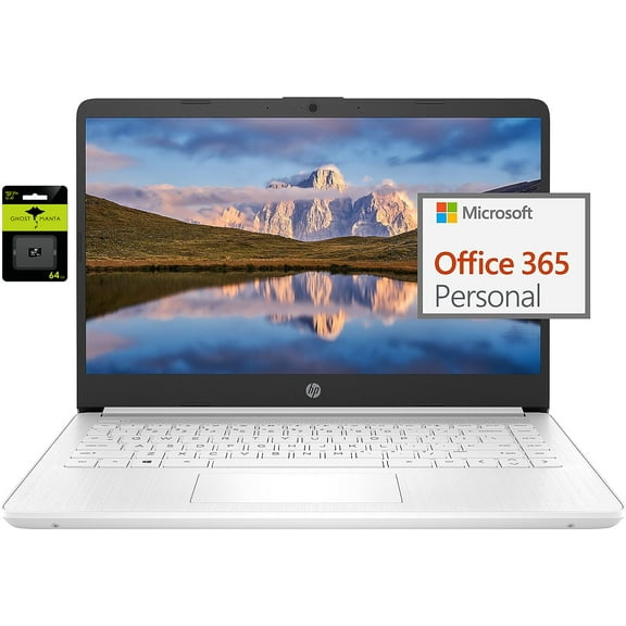 HP Newest 14" Ultral Light Laptop for Students and Business, Intel Quad-Core N4120, 8GB RAM, 128GB Storage(64GB eMMC 64GB Ghost Manta SD Card), 1 Year Office 365, Webcam, HDMI, WiFi, USB-A&C, Win 11 S