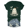 thumbnail image 4 of enyan Halloween Autumn Shirts for Women Funny Ghost Pumpkin Graphic Printed Shirts Halloween Short Sleeve Graphic Tees Fall T-Shirts Tops Dark Green,M, 4 of 6
