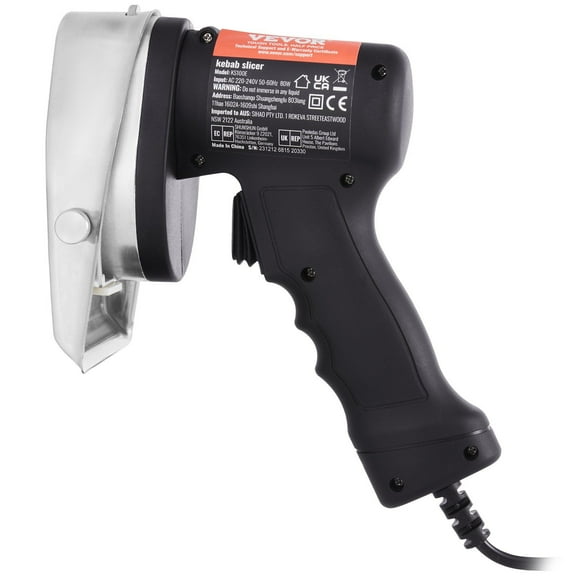 80W Electric Gyro Slicer, Commercial Shawarma Knife with 2 Stainless Steel Blades, 4-inch Blade & Adjustable Thickness 0-8mm for Doner Kebab