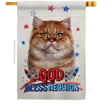 Breeze Decor H120125-BO Patriotic British Short Hair Animals Cat 28 x 40 in. Double-Sided Decorative Vertical House Flag for Decoration Banner Garden Yard Gift