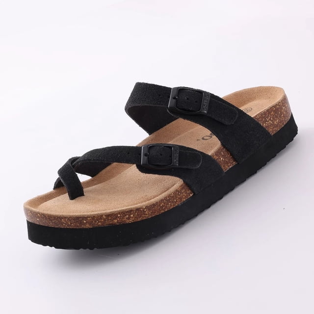 Zuecos de gamuza de corcho para mujer y hombre, zapatillas con plantilla de corcho, sandalias de playa a la moda para exteriores con soporte para el arco, zapatos para estar por casa sin cordones