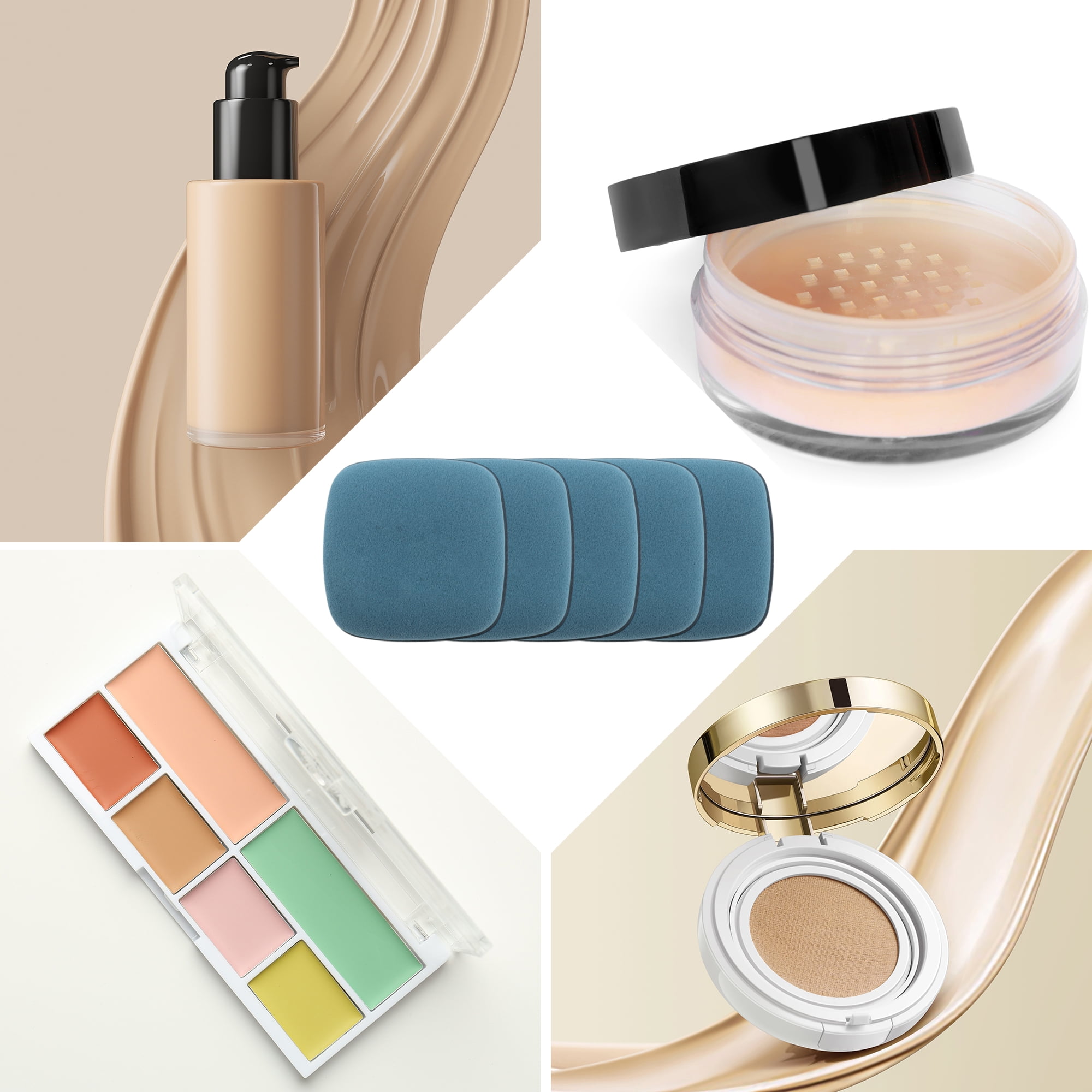 Unique Bargains 5 Pcs Square Face Makeup Sponge for Travel Navy Blue