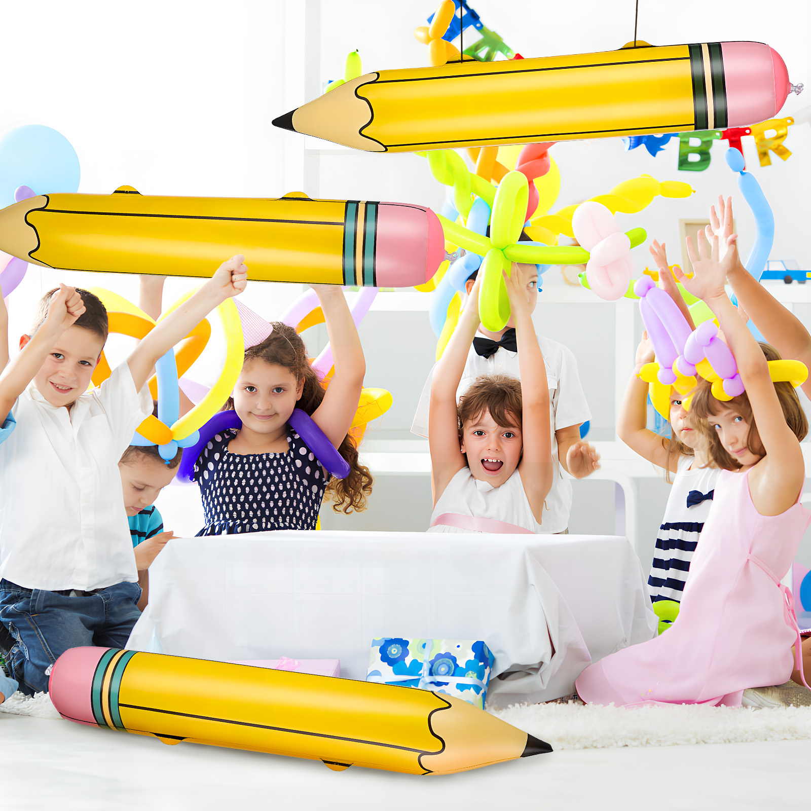 30-Pack Giant Inflatable Crayons - 41 Inch Large Blow-Up Crayon Props For Party Decor, Classroom, Photo Booth