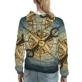 thumbnail image 7 of Balery Vintage Compass Pattern Womens Long Sleeve Hoodie, Pullover Hooded Sweatshirt, Kangaroo Pocket Hoodie with Eye-catching Drawstrings-X-Large, 7 of 7