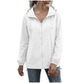 thumbnail image 6 of Zylanna Women Packable Rain Jackets Windbreaker, Waterproof Lightweight Adjustable Hem & Hooded with Pockets Travel Outdoor Casual Daily Raincoat White, 6 of 9