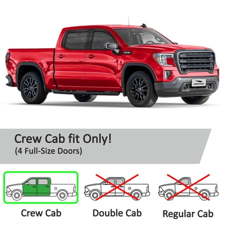 Voron Glass In-Channel Extra Durable Rain Guards for Trucks GMC Sierra 1500 2019-2026 Crew Cab, Window Deflectors, Vent Window Visors, 4 Pieces - 220089v