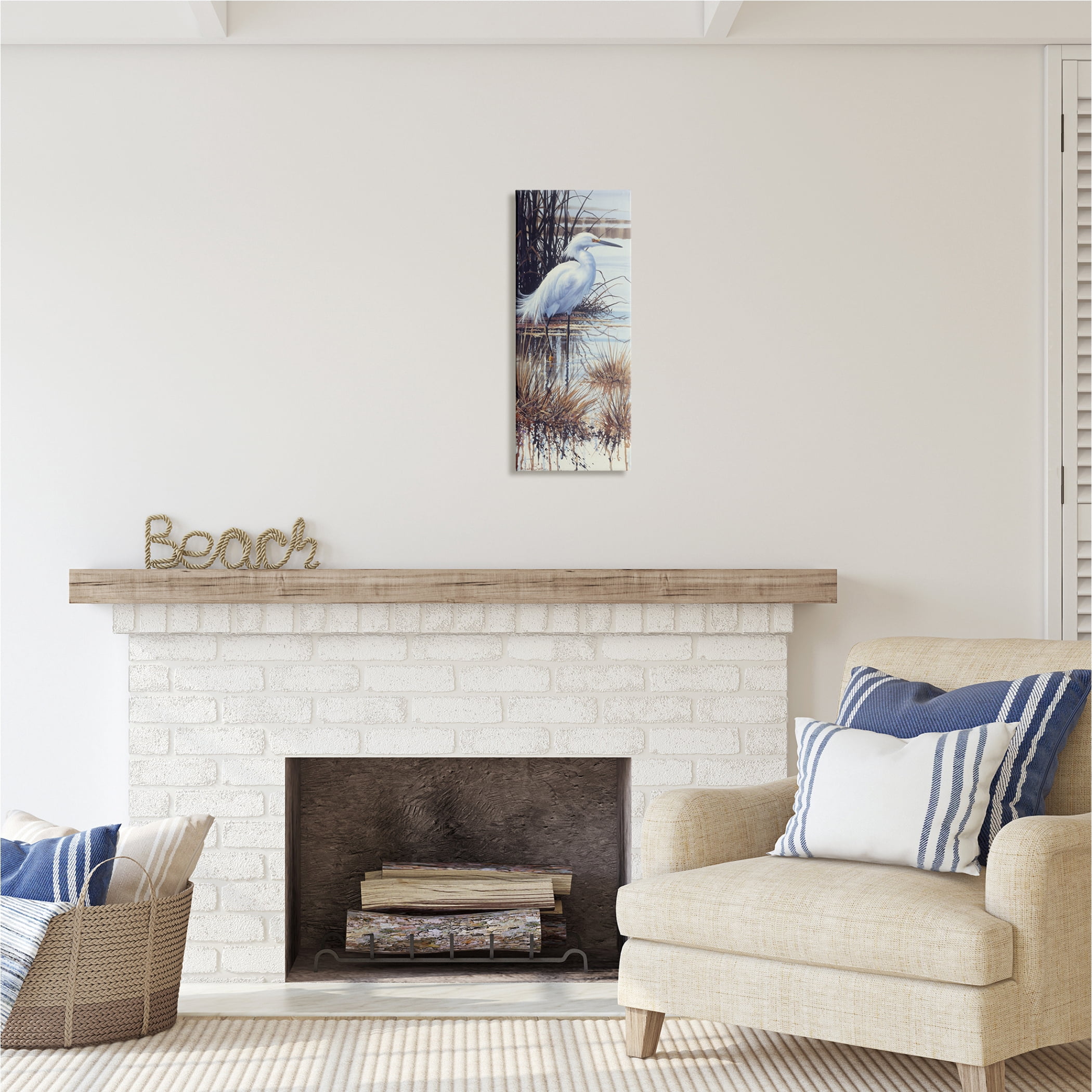 Stupell Industries Egret with Modern Splash Animals & Insects Painting Gallery Wrapped Canvas Print Wall Art, 10 x 24