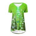 thumbnail image 3 of Camiseta Impresa con Cuello en V de Manga de Raglan de la Parte Trasera Larga Delantera Corta de las Mujeres de Navidad, Vacaciones Informales, 3 of 6