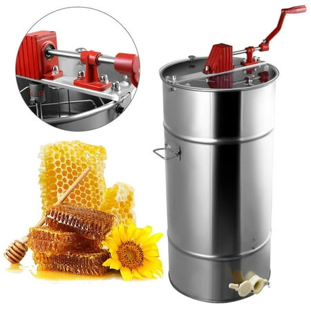 UBesGoo 2 Frame Stainless Steel Bee Honey Extractor High Sensitivity Bee Honey Extractor Two Honeycomb Drum