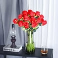 thumbnail image 4 of Zukuco Artificial Silk Red Rose Flower Bouquet Wedding Party Home Decor, Pack of 10-Red, 4 of 7