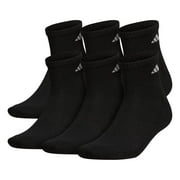 adidas Men's Athletic Cushioned Quarter Socks (6-Pair), Black/Aluminum 2, Large