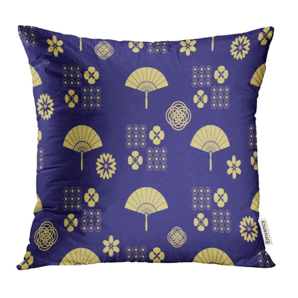 ARHOME Beautiful Japanese with Clouds Fan and Flowers Asian for Packaging Textiles Pillow Case