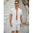 thumbnail image 4 of COOFANDY Men's 2 Pieces Casual Beach Outfits Short Sleeve Button Down Shirts Summer Short Set, 4 of 13