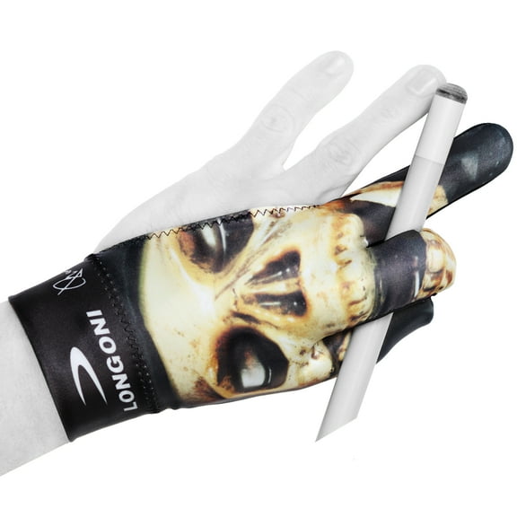 Longoni Billiard Pool Cue Glove Fancy Skull 3 for Left hand