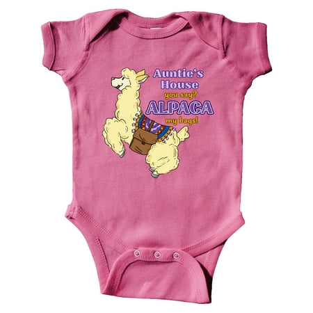 

Inktastic Cute Jumping Alpaca-Auntie s You Say ALPACA my bags! Gift Baby Boy or Baby Girl Bodysuit