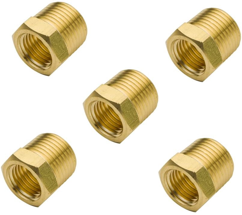 U.S. Solid Brass Hex Bushing – NPT 3/4 Male X 1/2 Female, 2 Pieces, JFFIT00027