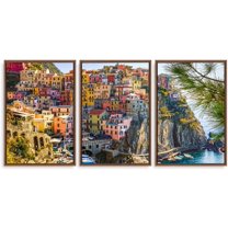 IDEA4WALL 3 Piece Framed Canvas Wall Art for Living Room, Bedroom Italy City Landscape Canvas Prints for Modern Home Decoration Ready to Hang