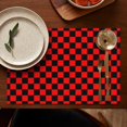 thumbnail image 4 of Red and Black Checkered Pattern Summer Placemats Table Placemats Set Of 6-Linen Kitchen Washable Placemats Table Mats 11.8"x17.7" Non-Slip Heat Resistant, 4 of 5