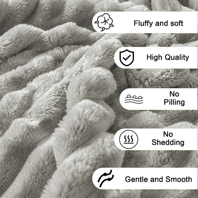 Couverture Raschel Double Couche Douce Épaisse Chaude d'Hiver - 27.5x39.3 Po Jeté de Lit en Polyester pour Maison/bureau (Gris)