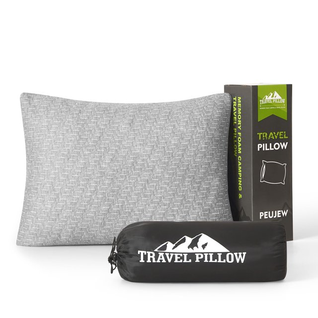 Almohada de viaje PEUJEW HT02011LGM, espuma viscoelástica, 45 x 35 cm, gris claro