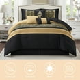 thumbnail image 7 of Lanco Black Gold Comforter Set King Size, 7 Piece, Jacquard Home Decor, Matcking Bed Skirt, Pillows & Shams, All Season Bedding Set, 7 of 7