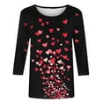 thumbnail image 4 of Tmtolofot Women Shirts Tie Dye Heart Tshirt Fashion 3/4 Sleeve Tunic Tops Lightweight Tees Valentine's Pullover Blouses,4_Black,XX-Large, 4 of 5