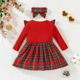 thumbnail image 4 of GYRATEDREAM Toddler Baby Christmas Little Girls Plaid Dress Long Sleeve Ruffle Princess Skirt with Headband 3 Months- 3 Years, 4 of 8