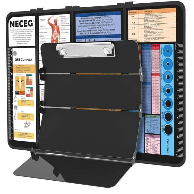 Portapapeles de enfermería NECEG plegable de aluminio negro