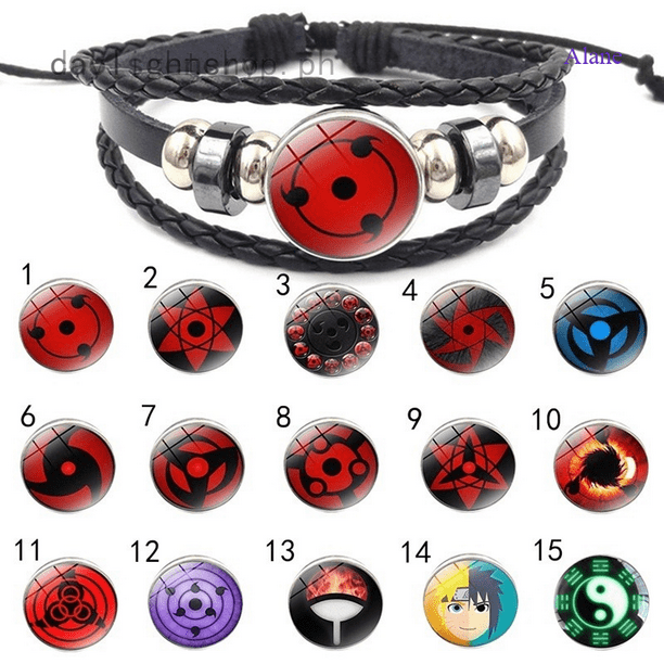Pulsera De Anime Naruto Alane Japón Uchiha Clan Sharingan Eye Glass Cabochon Pulseras Longitud : 17cm + 5cm