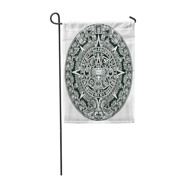 LADDKE Aztec Mayan Symbols Calendar Maya Tribal Ancient Apocalypse Apocalyptic Garden Flag Decorative Flag House Banner 12x18 inch