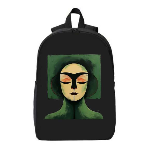 Stylish Minimalist Black Laptop Backpack for College & High School - Abstract Face Design Fits 15 " Laptop & iPad Perfect Travel Bag for - & -