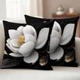 thumbnail image 6 of 2 Pack Outdoor Waterproof Throw Pillow Covers,Spring White Floral Flower on Black Decorative Square Patio Pillowcases for Chair Couch Sofa 16x16in, 6 of 9