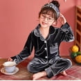 thumbnail image 4 of Conjunto de pijamas de franela cálida para niños, ropa de dormir de terciopelo dorado, Unisex, para la familia, Invierno, 4 of 4