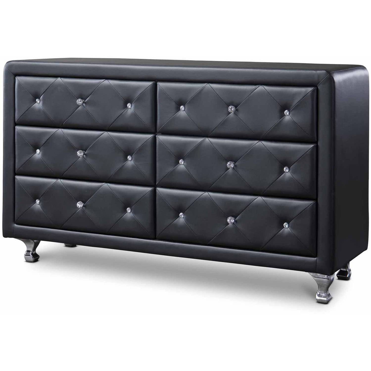 Baxton Studio Luminescence Black Faux Leather Upholstered Dresser Walmart Com Walmart Com