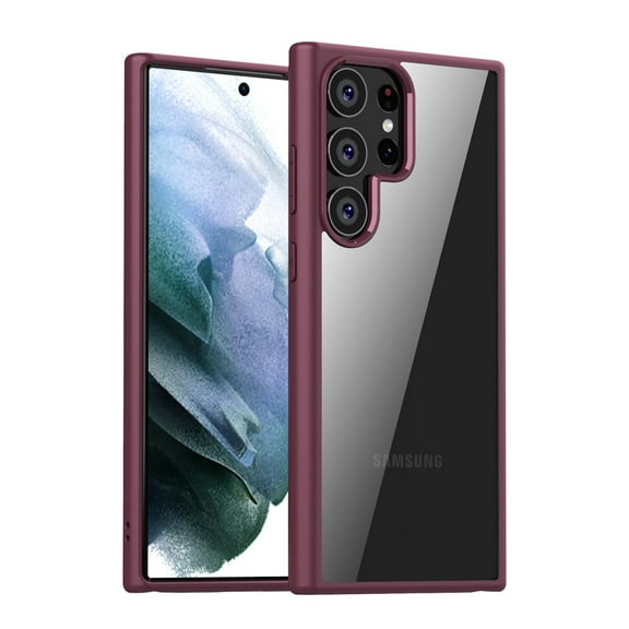 Nalacover Clear Case for Samsung Galaxy S23 Ultra, Hybrid Rugged PC + Soft Silicone High-Transparency Non-Yellowing Anti-Scratches Shockproof Protection Cover for Samsung Galaxy S23 Ultra,Winered