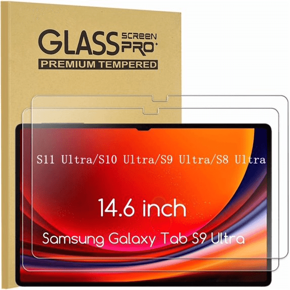 2-Pack Screen Protector for Samsung Galaxy Tab S11 Ultra/ S10 Ultra / S9 Ultra / S8 Ultra (14.6 inch), Tempered Glass, 9H Hardness, Ultra Clear, Anti Scratch
