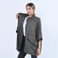 thumbnail image 4 of Designer Inspired Passage Light Gray Knit Coat with Stand Collar Buckle Breathable Quick Drying Coat Size S/M Birthday Gifts, 4 of 7