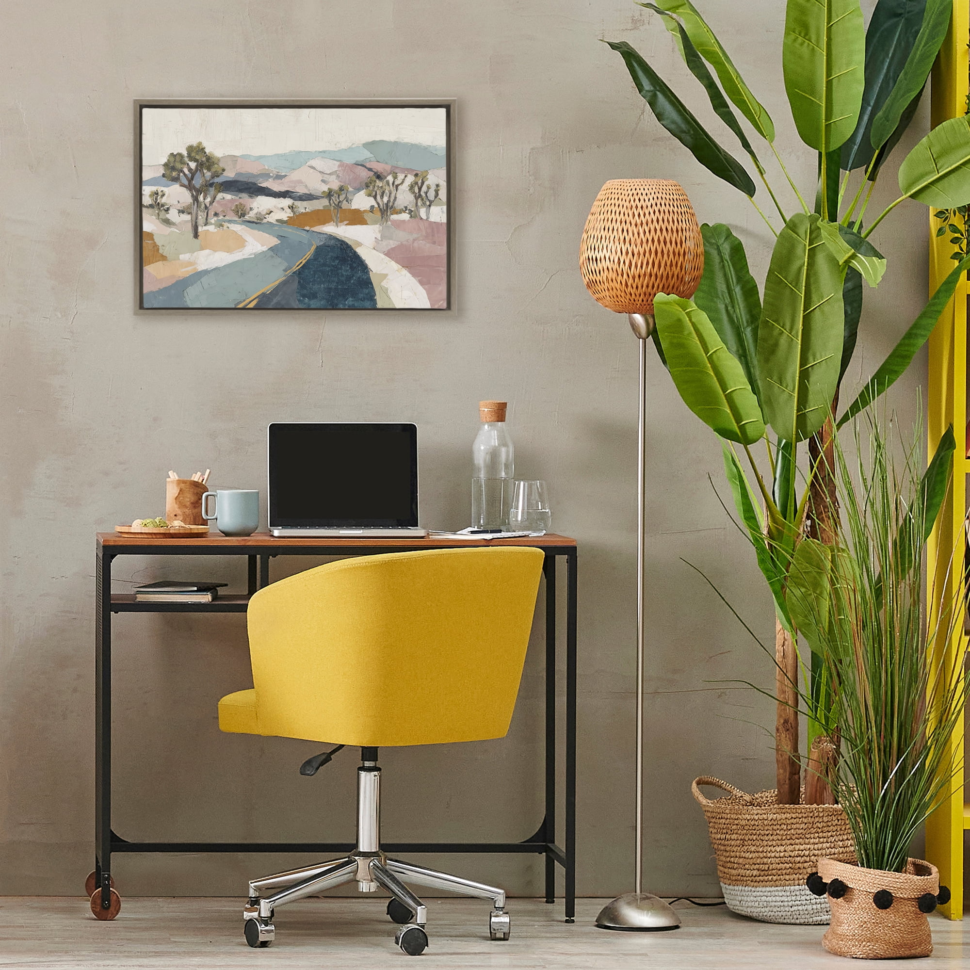 Stupell Industries Desert Highway Through Joshua Trees Brown Framed Floater Canvas Wall Art, design by Chromatic Storm Studio