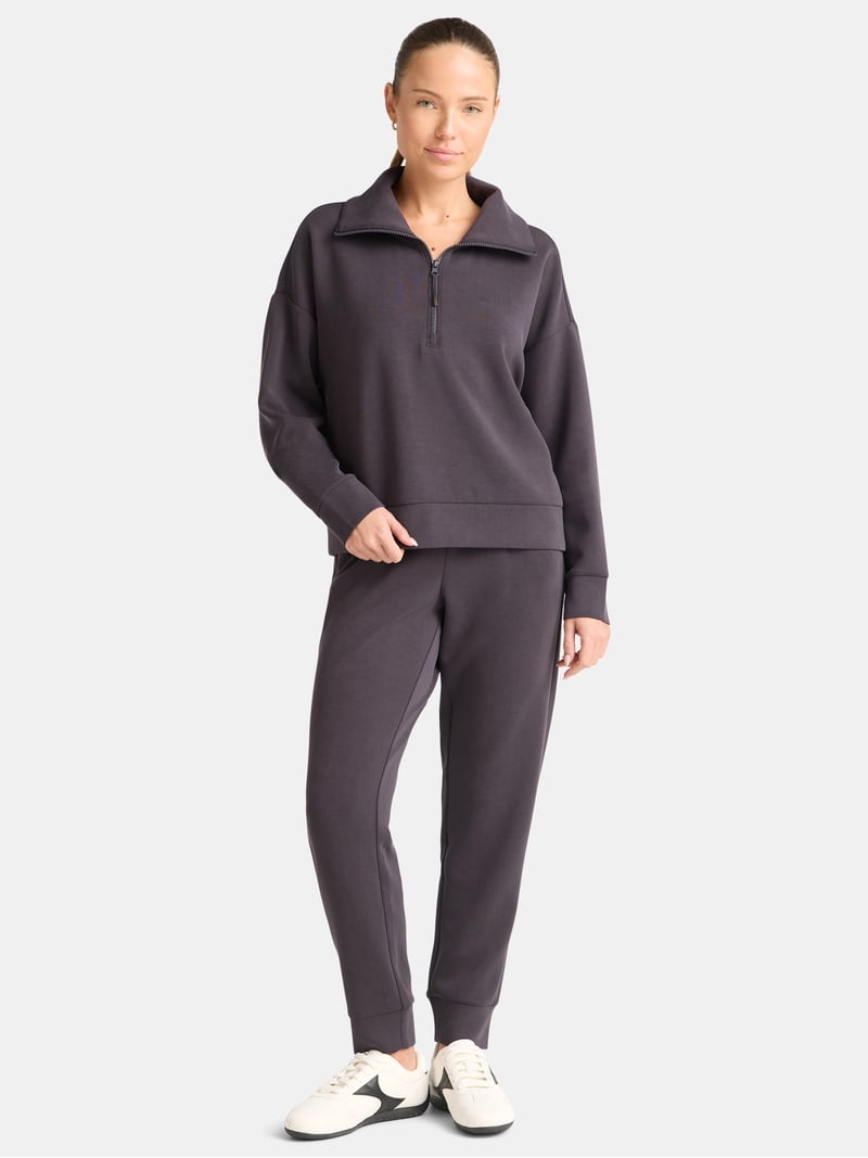 Avia Women's and Women's Plus Quarter-Zip ScubaKnit Pullover