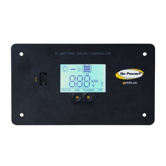 Go Power Chargeur de Pile Contrôleur GP-PWM-10-FM pour Utilisation avec Chargeurs de Pile Solaires 12 Volts; Contrôleur Solaire Numérique avec Écran LCD; 30 Watts; 10 Ampères