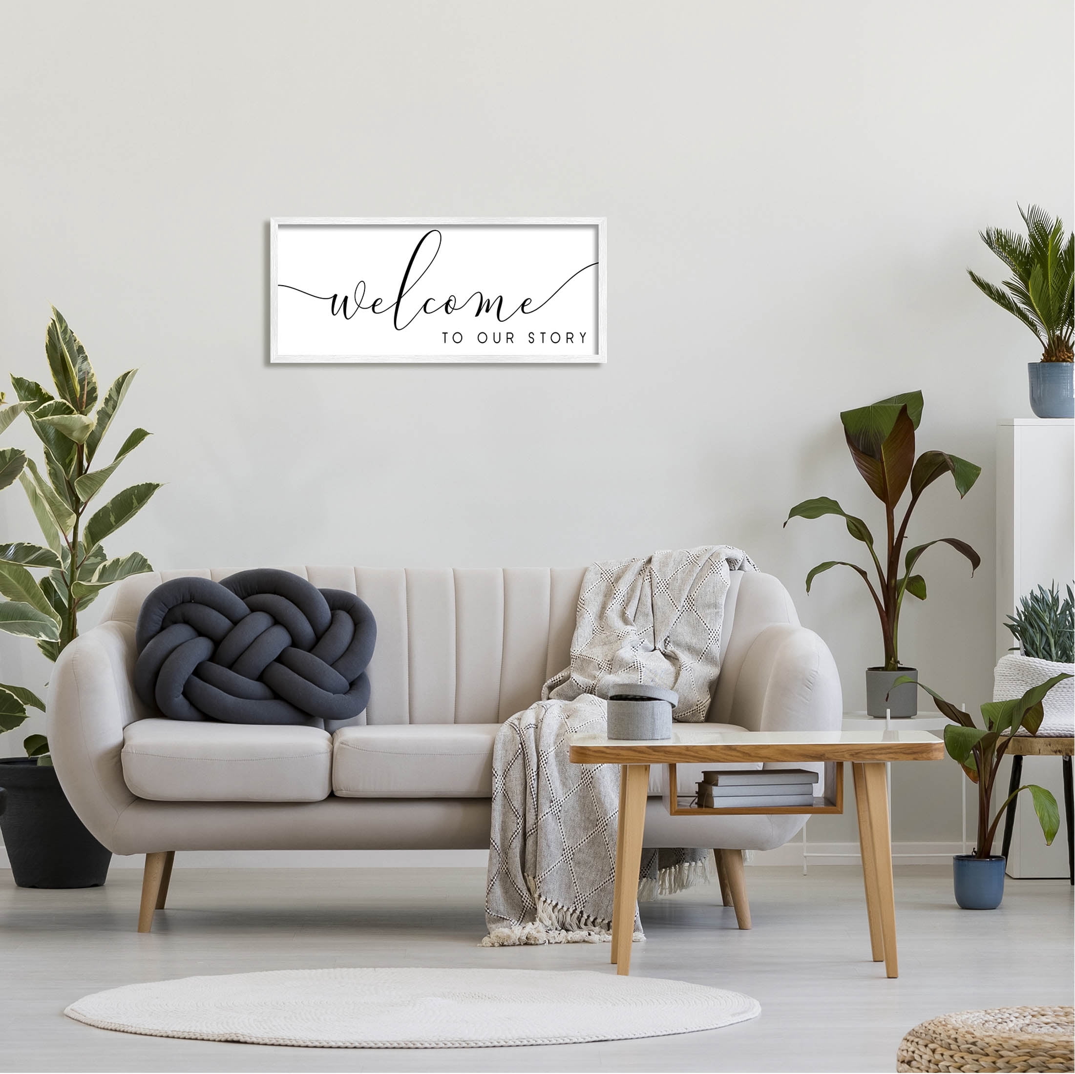 Stupell Industries Welcome To Our Story Phrase Graphic Art White Framed Art Print Wall Art, Design by Anna Quach