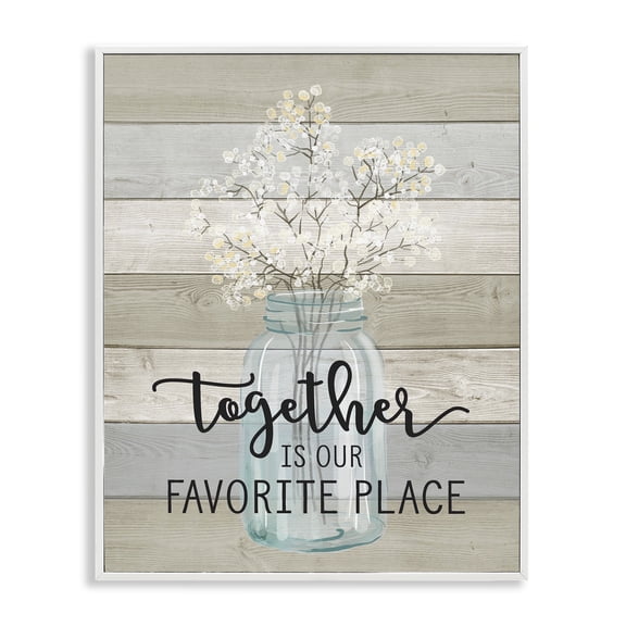 Stupell Industries Rustic Lodge Together Favorite Place with Florals White Framed Giclee Art, 11 x 14, by Lettered and Lined