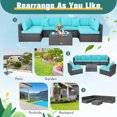 thumbnail image 5 of Costway 7PCS Patio Rattan Furniture Set Sectional Sofa Cushioned Turquoise, 5 of 8