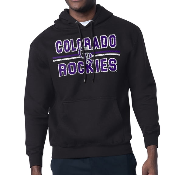 Men's Starter Black Colorado Rockies Team Mesh Print Graphic Pullover Hoodie